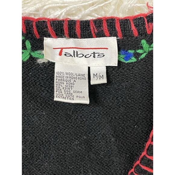 Vintage 90s Talbots Novelty Winter Sweater Vest 100% Wool Medium - Picture 3 of 4